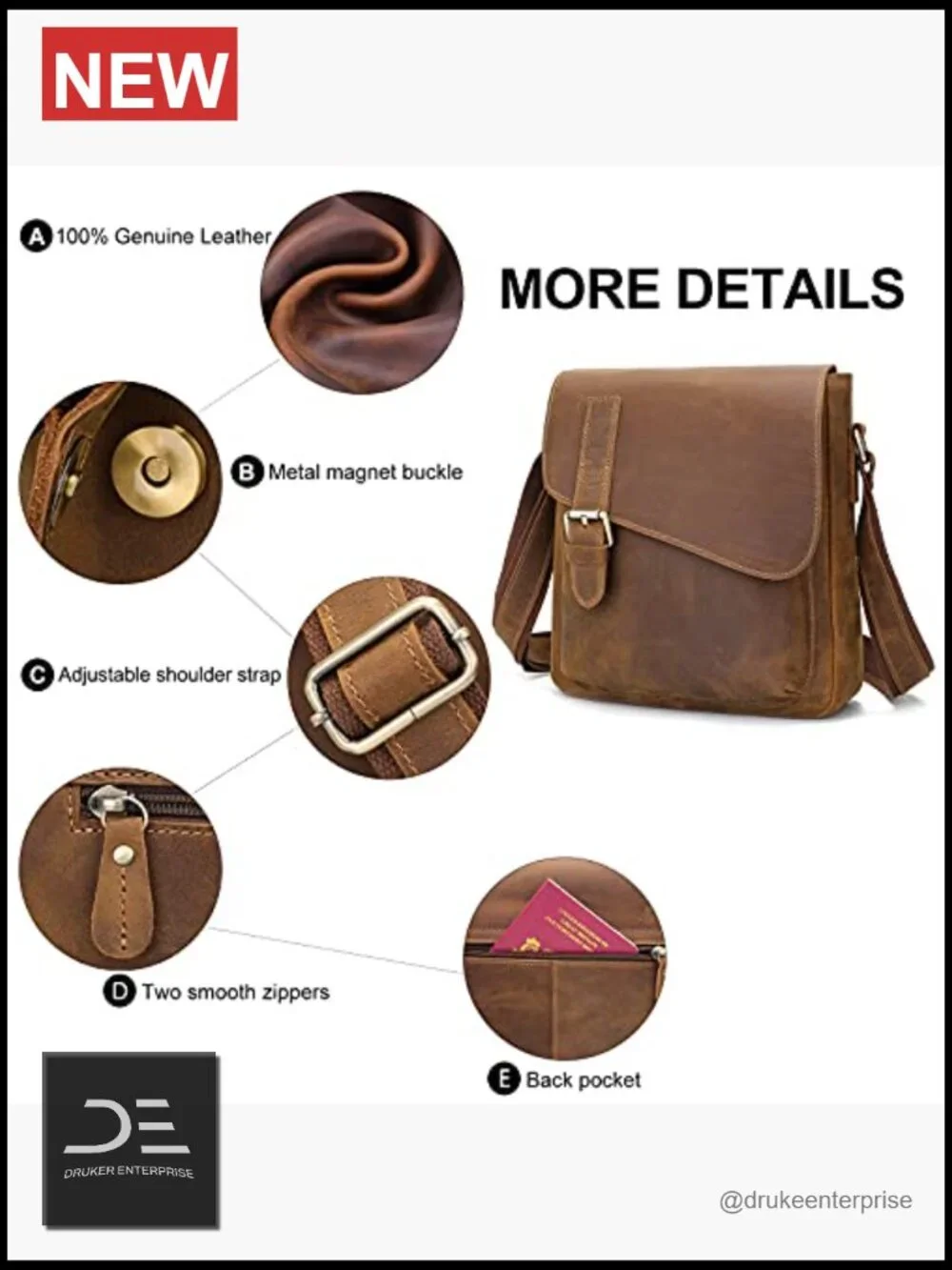 N/A leather messenger